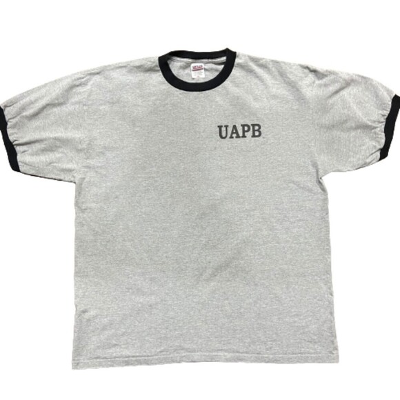 UAPB Vintage HBCU Stamp Out Smoking Ringer T-Shirt Gray Black Men's 2X - Picture 1 of 6